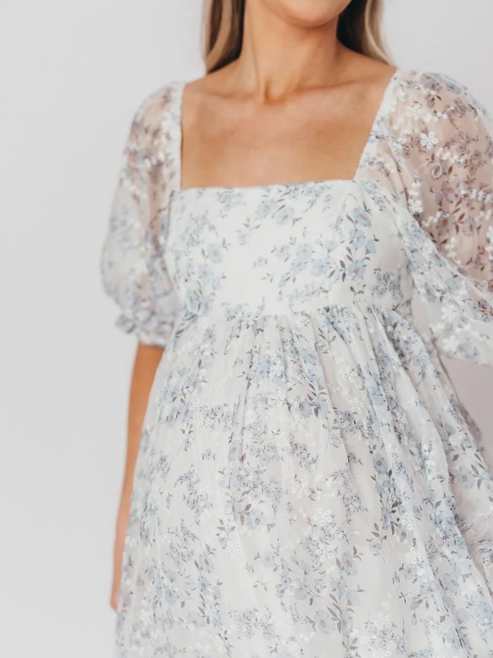 Women's Light Blue Floral Maxi Dress - Picture 6 of 6